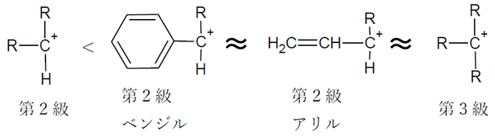 カルボカチオンの安定性 級数と序列の理由 アリル ベンジル等