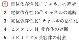 111回薬剤師国家試験問27の解説 リドカインの局所麻酔作用の機序はどれか。