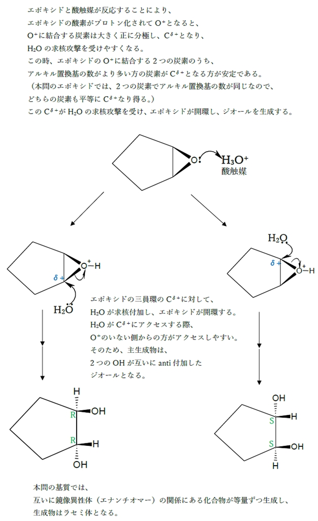 アルケン ジオール化 ジヒドロキシル化 総合問題 96回問10d改題