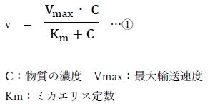Michaelis-Menten式に従う輸送の速度と薬物濃度 薬学94回問151の5