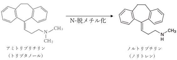 アミトリプチリンの活性代謝物はノルトリプチリン 薬学90回問157b