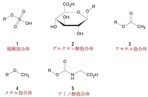 102回薬剤師国家試験問43　ヒドロキシ基を有する薬物のグルクロン酸抱合体を示す化学構造